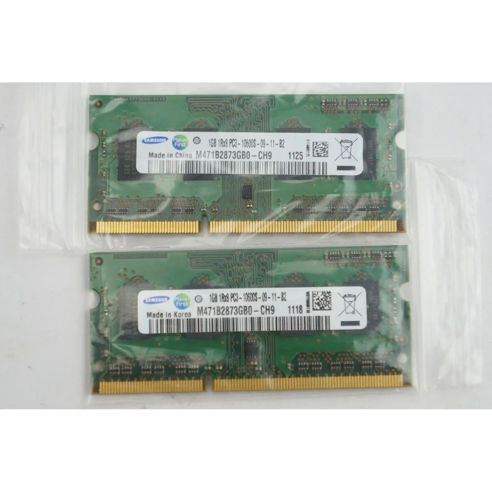 Samsung Laptop RAM 2pc‎ Lot 1GB PC3-10600S DDR3 1333MHz M471B2873GB0-CH9 EUC